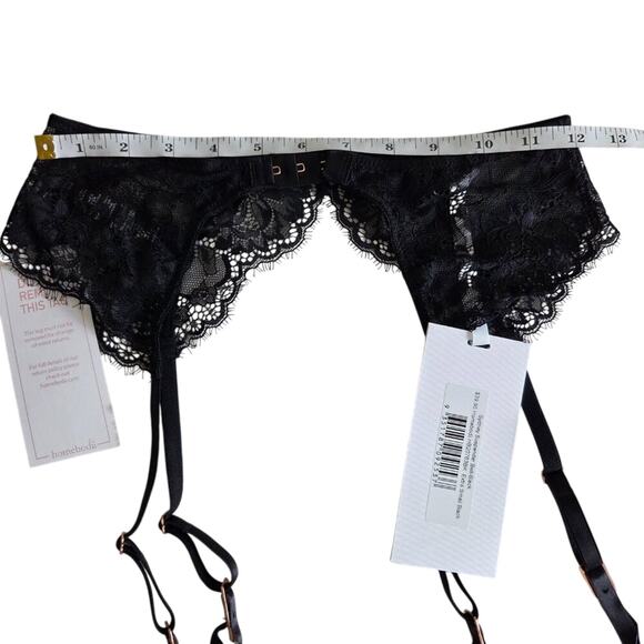 New Homebodii Scalloped Lace Sydney Suspender Garter Belt Lingerie Size XS Black - Picture 4 of 6